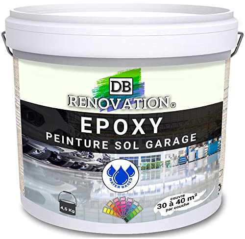 DB Rénovation Peinture Résine Epoxy sol béton Garage, parking - Beige 4,5KG Prêt à l'emploi - Trafic intense - Etanche