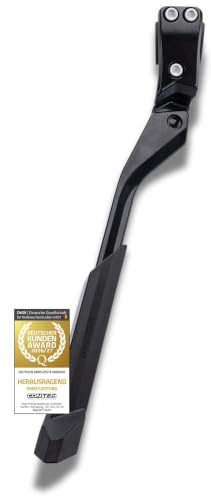 CONTEC Hinterbauständer Rhino back, 24-29 Zoll und 18 mm Lochabstand, aus Aluminium mit Kunststofffuß, höhenverstellbar, 20 kg, inkl. Innensechskant, Federring und M5 Schrauben, 1 Stück, schwarz