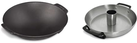 Enders Switch Grid Wok schwarz, aus massiv, emailliertem Gusseisen & SWITCH GRID Geflügelbräter, aus Edelstahl + Gusseisen-Griffe