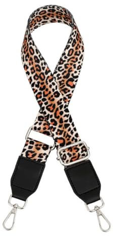 Leopardenmuster Schultergurt für Taschen Ersatz Taschengurt Breit 3,8CM Umhängegurt,Längenverstellbarer 80-130cm,Taschengurte zum Wechseln,Taschenherstellung Zubehör,Silbern Schnalle,Orange Schwarz
