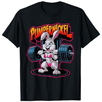 Sportbekleidung und Fitness Kleidung für Pumper Gym Workout Sport Hase Pumpernickel T-Shirt, Schwarz, Unisex, Erwachsene, Fitnessbegeisterte, Sportinteressierte, Casual-Wear-Fans, S