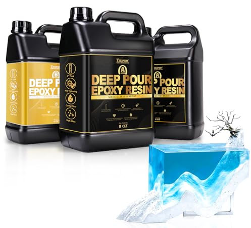 Teexpert Deep Pour Epoxidharz, 24oz Epoxidharz-Kit, 2-4 Zoll Gießtiefe, Kristallklare Hochglänzendes Selbstnivellierendes Harz für Mittelgroße und Flusstische aus Holz - 2:1 Mischung nach Gewicht