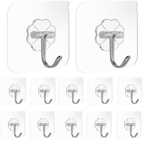 AUXHCYL Klebehaken Extra Stark,20pcs Haken Selbstklebend Transparent Praktisch Klebenägel Wand, Adhesive Hooks für Decke Aufhänger & Küche Badezimmer Wand,Max 10kg