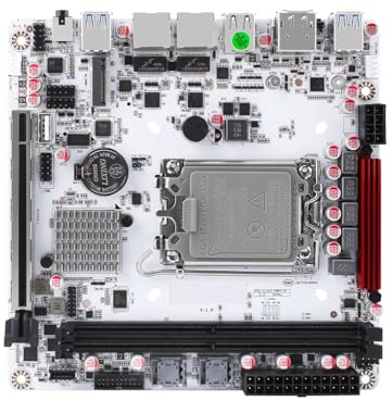 PeeliCeeli LGA 1700 Mini ITX Carte Mère Q670, 8 Baies NAS 3 x M.2 NVMe, 8 x SATA3.0 DDR5 avec i226-LM 2.5GbE, PCIe5.0x16, USB C, Port Audio, Barebone NO RAM/SSD/OS