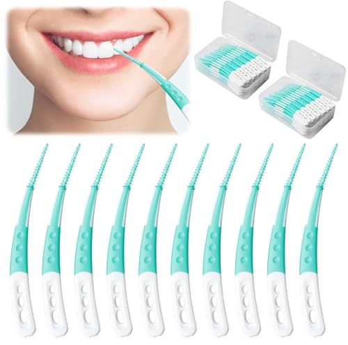 120 Stück Interdentalbürsten, Silikon Interdentalbürsten, Dentalbürsten Zwischenraum, Zahnzwischenraumbürsten, Interdentalreiniger Gebogene Form für Reinigung schwer zugänglicher Zahnzwischenräume