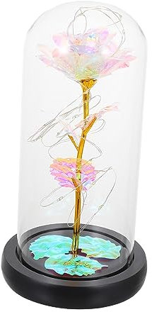 Cabilock Lumière De Rose sous Cloche Lumière De Fleur sous Cloche pour Mariage Saint-Valentin Décor Intérieur