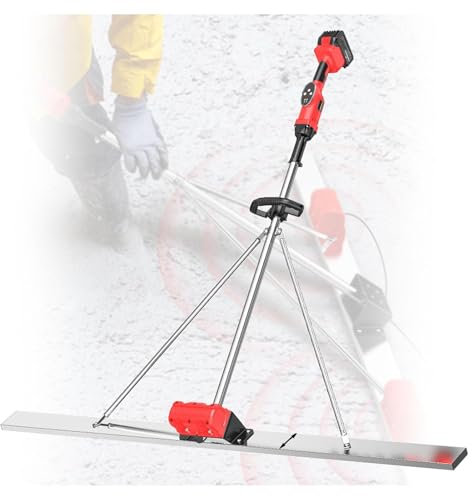 SULQING Stainless Steel Concrete Scraper, 9-Level Vibration Frequency Display, Cordless Screed,Handheld Concrete Leveling Machine, Electric Concrete Finishing Vibration Motor Tool,