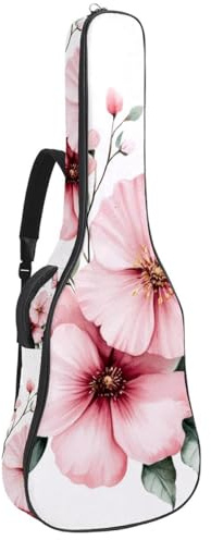 100 102 cm gitarrväska, 1 cm tjock svamp mjukt vadderat gitarrfodral för akustisk elektrisk bas klassisk gitarr, rosa japanska körsbärsblommor, Flerfärg 06, 42.9x16.9x4.7 in, Vardaglig dagväska