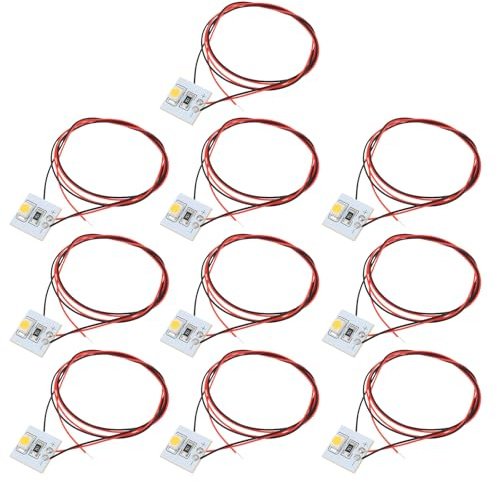 OTOTEC Lot de 10 Feux de Train 12-18 V 30 Cm Lumière Blanche Chaude Compatible avec Hornby OO Ho Les Modèles
