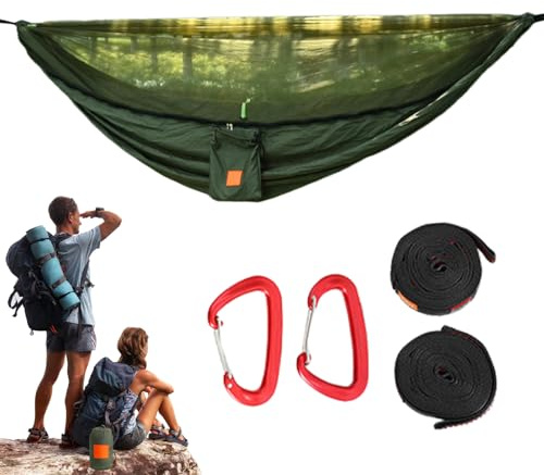 Hamaca de camping, hamaca con mosquitera integrada – Equipo recreativo colgante de árboles con protección contra insectos para senderismo, jardín, playa y viajes