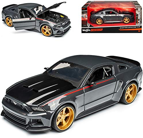 Ford Mustang V 2. Generation Coupe Grau Schwarz Tuning 2009-2014 1/24 Modell Auto mit individiuellem Wunschkennzeichen