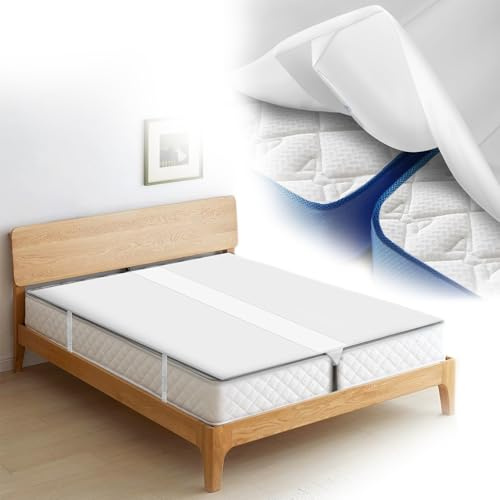 LIFVEAN Upgraded Bed Bridge Attached Fitted Sheet Twin to King, Bed Converter Kit with Sheet Strap Set, Mattress Gap Filler, Removable
