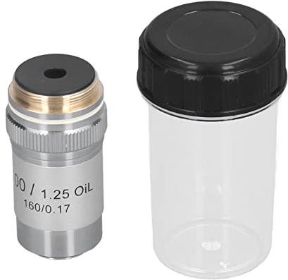 FTVOGUE 100x Objektiv, Mikroskopisch Objektiv, Achromatisches Mikroskop -Objektivlinsen Hohe Vergrößerung 20,2 Mm Grenzflächenfaden für Mikroskoplinsen, Ideal für Studien, Arbeit oder Forschung.