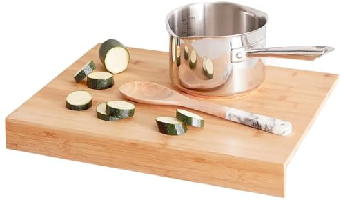 Alex Nash Bamboo Counter Edge Chopping Board – Large Non-Slip Wooden Cutting Board for Meat, Fish, Fruit, Vegetables, Bread – Eco-Friendly Worktop Saver with Juice Groove – 35 x 24cm