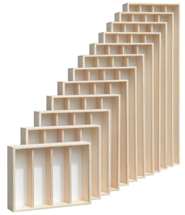 Holzvitrine Setzkasten Regal mit Scheiben – Sammlervitrine aus Holz mit Acrylglas-Scheiben, staubgeschützt, Wand & Stand – für Edelsteine, Modellautos, Minifiguren – 80cm x 52cm x 12cm