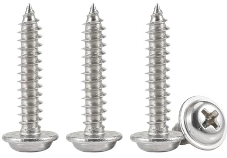 Stainless Steel Self Tapping Screws, 50pcs M3 x 30mm Phillips Pan Head Screw with Washer, 304 Stainless Steel Screws for Metal, Plastic, Wood (M3*30mm 50PCS)