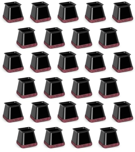 32-Pack Square Chair Leg Floor Protectors - Furniture Pads Floor Protectors with Thick Felt Pads for Hardwood Floors - Non-Slip Round & Square Leg Caps (Fit:27-36mm)