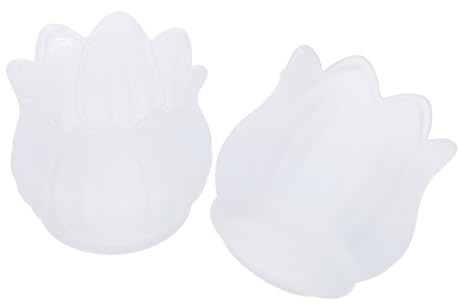 Blumen Kerzenhalter aus Glas 2 Stück, Weiß, Romantisch Elegant | Tischdeko fürs Candlelight Dinner und Hochzeitsfeiern, Stabil Geformt, Schlichte Erscheinung, Warme Atmosphäre