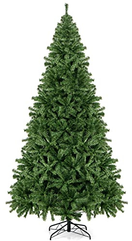 COSTWAY 270cm Künstlicher Weihnachtsbaum, Tannenbaum mit Klappsystem, Christbaum 2132 Spitzen PVC Nadeln, Kunstbaum Weihnachten mit Metallständer, Grün