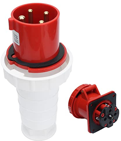 Juego de Conectores eléctricos con Enchufe Industrial, Resistente al Agua IP67, trifásico, 4 Pines, 63A, 3P+E, 380-415V