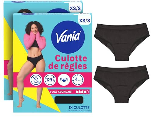 Vania | Culotte de Règles Flux Abondant (Lot de 8, Taille XS/S) - Absorbante, Réutilisable - Protection Anti-Fuite 12h Lavable