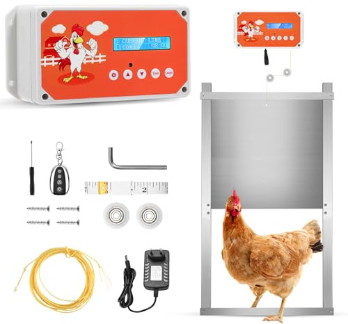 Automatisches Hühnerhaus Hühnerklappe,Couleeur Elektrische HühnerklappeTüröffner Hühnerstall mit Timer, Zug 3 kg Elektrisches Hühnerhaus-Türset zum Schutz der Hühner