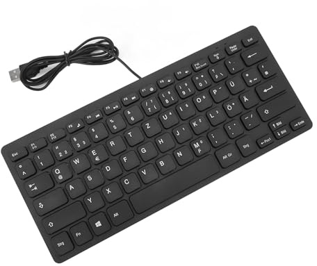 KUIDAMOS 78 Tangenter Ultratunnt Språktangentbord med Tysta Tangenttryckningar för Engelska Tvåspråkiga Användare, Plug and Play USB-trådbundet Kompakt Tangentbord för Kontor och Hem, Hållbart