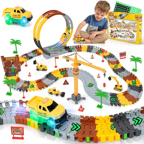 Bilbana barn från 3 4 5 6 7+ år, flexibel racerbana, motorväg barn 3 4 5 6 7+ år pojkar med 360 looping racerbana