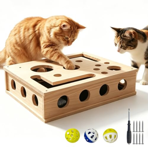 LANZLC Juguete para el cuidado de las garras de gatos, caja de trabajo para gatos, rompecabezas rascador, caja de enriquecimiento, tabla para rascar gatos, para garras de gato afiladas, 30 x 25 cm