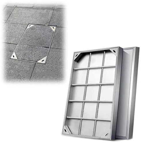 Cubierta de boca recular de acero inoxidable 304 con drenaje oculto para patios, pasarelas y patios - Placa de acceso para inspección y mantenimiento