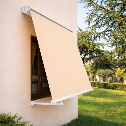 Paluplus Tenda da Sole a Caduta Cassonata Beige, Misura 301x250 cm, con Cassone di protezione e Braccetti Fermatenda, Telo Resistente 280 g/m², per Balcone e Terrazzo -5403F -9,3