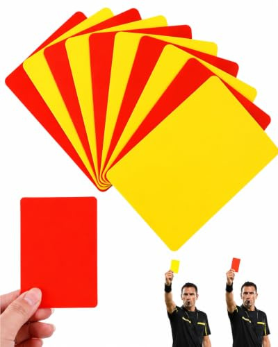 RAVNIX Juego de 10 Tarjetas de Árbitro (5 Rojas y 5 Amarillas) – Set Profesional Compacto y Resistente para Decisiones Rápidas en Fútbol, Torneos Juveniles y Ligas Deportivas