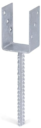 Alberts 214234 Ancre de poteau en U | avec ancrage béton en acier strié | galvanisée à chaud | largeur 71 mm | longueur de l'ancrage béton 200 mm
