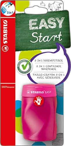 STABILO - Ergonomischer Dosen-Spitzer für Rechtshänder - EASYsharpener - 3 in 1 - pink