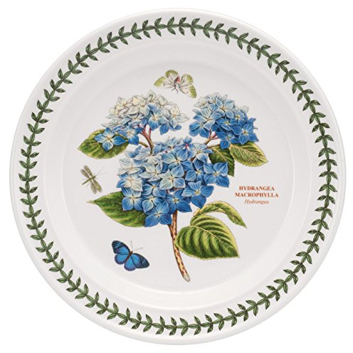 Portmeirion Botanic Garden Hortensien-Speiseteller | 25,4 cm | runder Porzellan-Salat-, Nudel- und Steak-Essteller | Geschirr-Teller | spülmaschinen- und mikrowellenfest | hergestellt in England