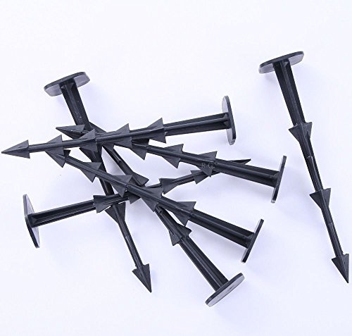 Bodenanker Erdanker Erdspieß Erddübel für Unkrautvlies Gartenvlies 20cm (100 Stück) - Polypropylen (PP) - Schwarz - Flaches Oberteil