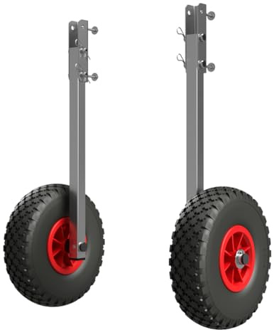 SUPROD Heckräder Slipräder Schlauchbooträder Transporträder klappbar Edelstahl ET260-LU, schwarz/rot