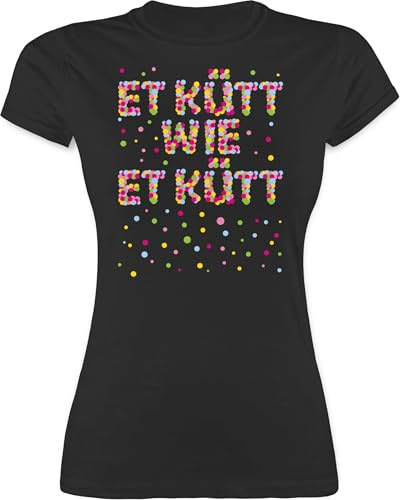 Shirtracer - Shirt Damen - Karneval & Fasching - Et kütt wie et kütt Konfetti I Köln I Kölsches Grundgesetz I Echte Kölner