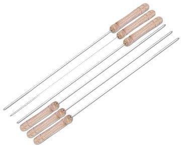 EUROXANTY Pinchos para Barbacoa | Brochetas metálicas | Pinchos cuadrados para barbacoa | Con mango de madera | Pinchos largos de barbacoa | 50 CM PACK 6 UNIDADES