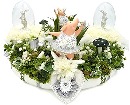 Osterkranz Frühlingsdeko SCHWERELOS weiß grün Landhaus Frühlingskranz Hasen Shabby Ballerina Osterdeko Tischkranz Ostergesteck