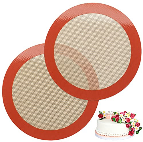 2 tappetini in silicone rotondi in silicone per teglia da 20 cm, antiaderenti e riutilizzabili, per teglie da forno per torte, pane, pizze, macaron, pasticceria, biscotti, panini, torte