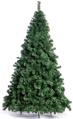 BAKAJI Albero di Natale Super Folto Pino Verde con Base a Croce in Metallo Pieghevole di Altissima Qualità, 1417 Rami Punte, Montaggio Facile con Rami a Innesto (Verde Gran Sasso, 210 cm)