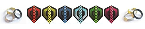 THOR-DARTS 9 Stück (3 Set) F1 Ultra-Flights 150 Micron Flys Standardform A in blau, grün, gelb, rot, weinrot, hellblau, mix… HD-280 ultra strong Premium Flight