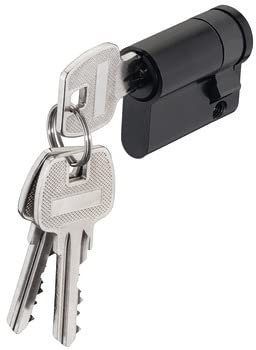Gedotec Startec Stainless Steel Mortice Lock Nickel-Plated Black | 1 x 40 mm Door Lock Different Locking - PZ Profile Cylinder for Inserting | Front Door - Garden Gate Lock with Key Weatherproof