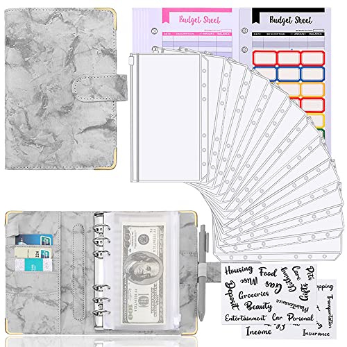 Budget Planner Budget Binder A6 Sparbuch mit Folien Cash Stuffing Budgetplaner Geldplaner Geldumschläge Budget Planer Umschlagmethode Geld Sparen Organizer Zubehör Deutsch für Cashstufing (Grau)