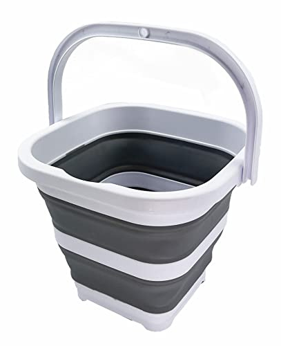 SAMMART 5L zusammenklappbarer rechteckiger praktischer Korb/Eimer (Weiß/Grau)