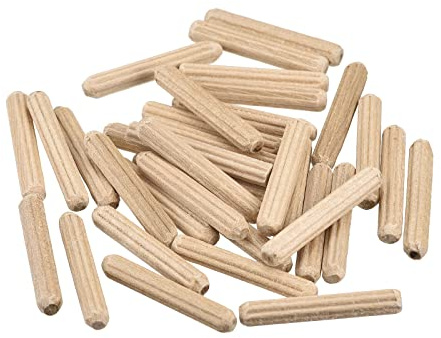 sourcing map Holzdübelstifte, 36 Stück, 4 x 25 mm, geriffelt, abgeschrägte Enden, Holzdübel, ofengetrocknetes Hartholz, für Holzbearbeitung, Möbel, Regale