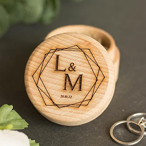 Luck and Luck Personalisierte Ringschatulle aus Holz, graviert, für Hochzeitsringe, Verlobungsgeschenk, Hochzeitsgeschenk, Ringbox, (Design 10)