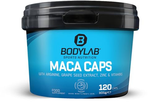 Bodylab24 Maca Caps 120 Kapseln, mit 125mg Maca Extrakt je Kapsel, angereichert mit L-Arginin, Traubenkernextrakt, Zink und verschiedenen Vitaminen