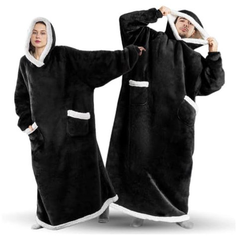 BTONGE Übergroße Hoodie Decke mit ärmeln, deckenpullover, Kuschel Hoodie Damen Herren Flanell Sherpa Warme Komfortable kuscheldecke zum anziehen für Erwachsene und Adolescent